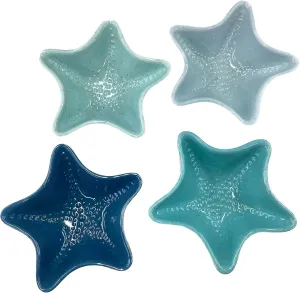 Starfish Melamine Snack Bowls, Coastal Beach Themed Snacking Bowls, Blue