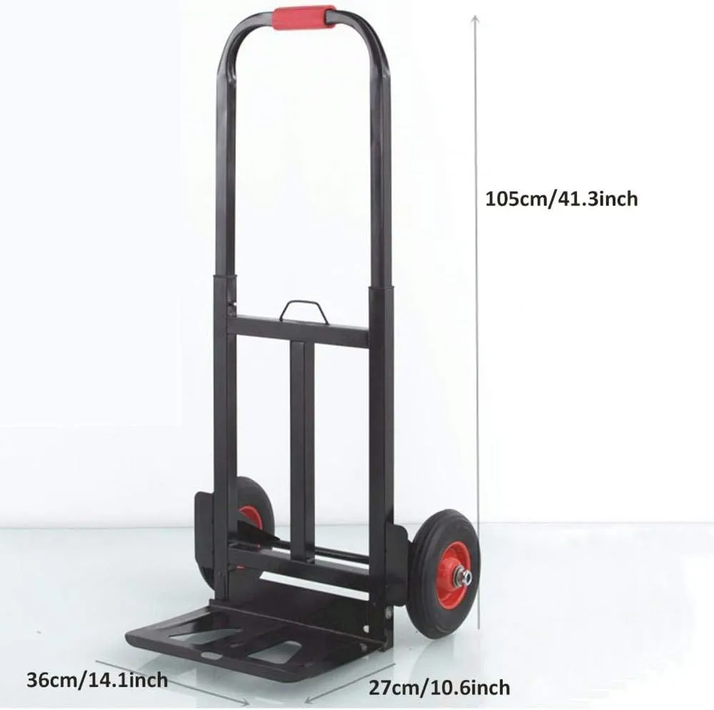 Steel Foldable Sack Trucks Duty with Anti Puncture Pu Wheel and 75 kg Capacity Shopping Trolley Bags for Shopping/Moving Goods/Travel Platform Truck