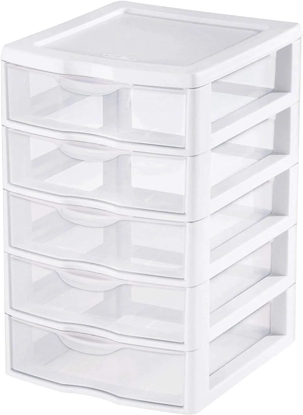 STERILITE 1 New 20758004 Clearview Small 5 Drawer Desktop Storage Unit White