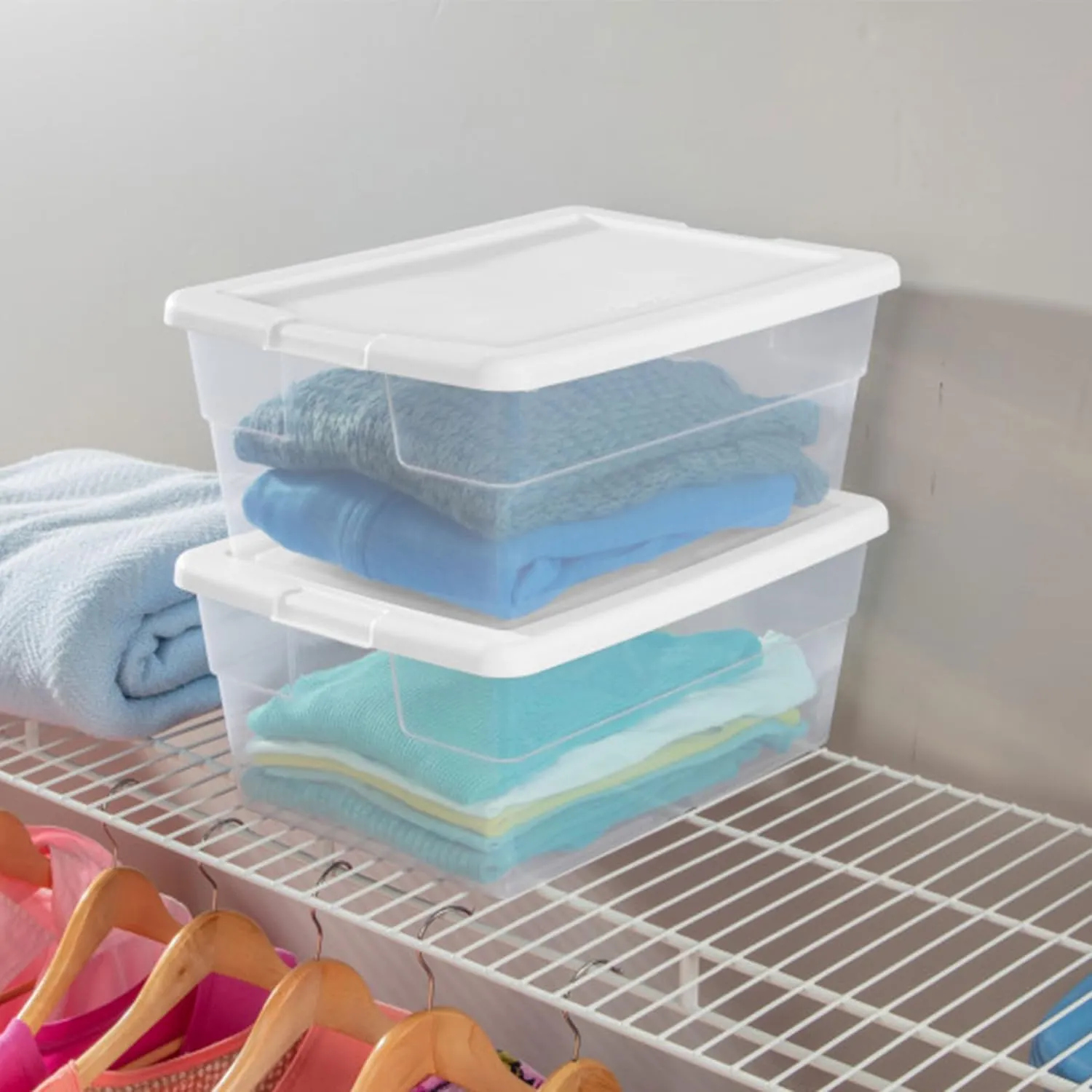Sterilite 12-Pack 16 Quart Storage Box, Stackable Clear Plastic Bins with Snap-On Lids - Heavy-Duty Organizing Containers for Closet, Bathroom, and Office