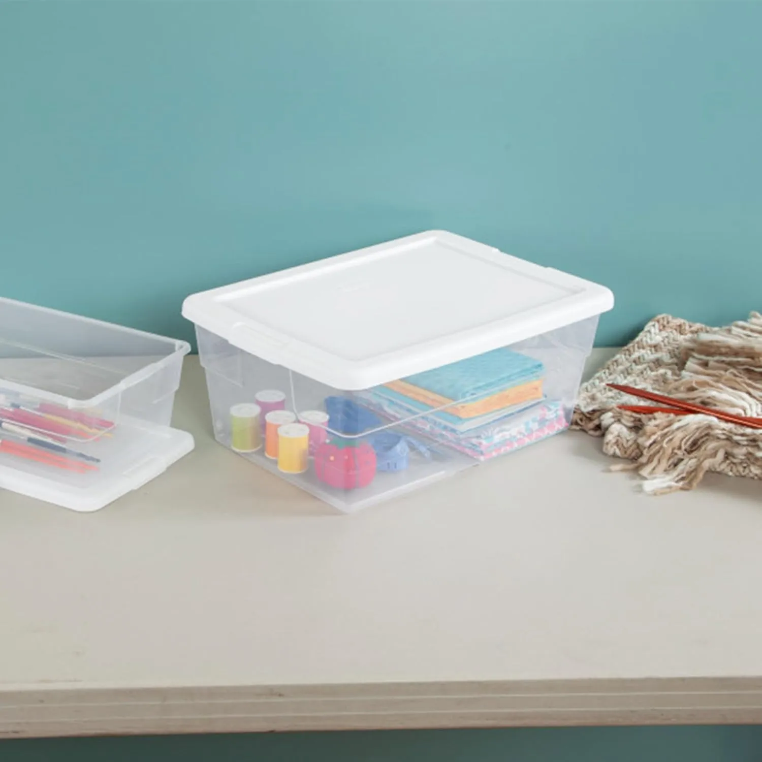 Sterilite 12-Pack 16 Quart Storage Box, Stackable Clear Plastic Bins with Snap-On Lids - Heavy-Duty Organizing Containers for Closet, Bathroom, and Office