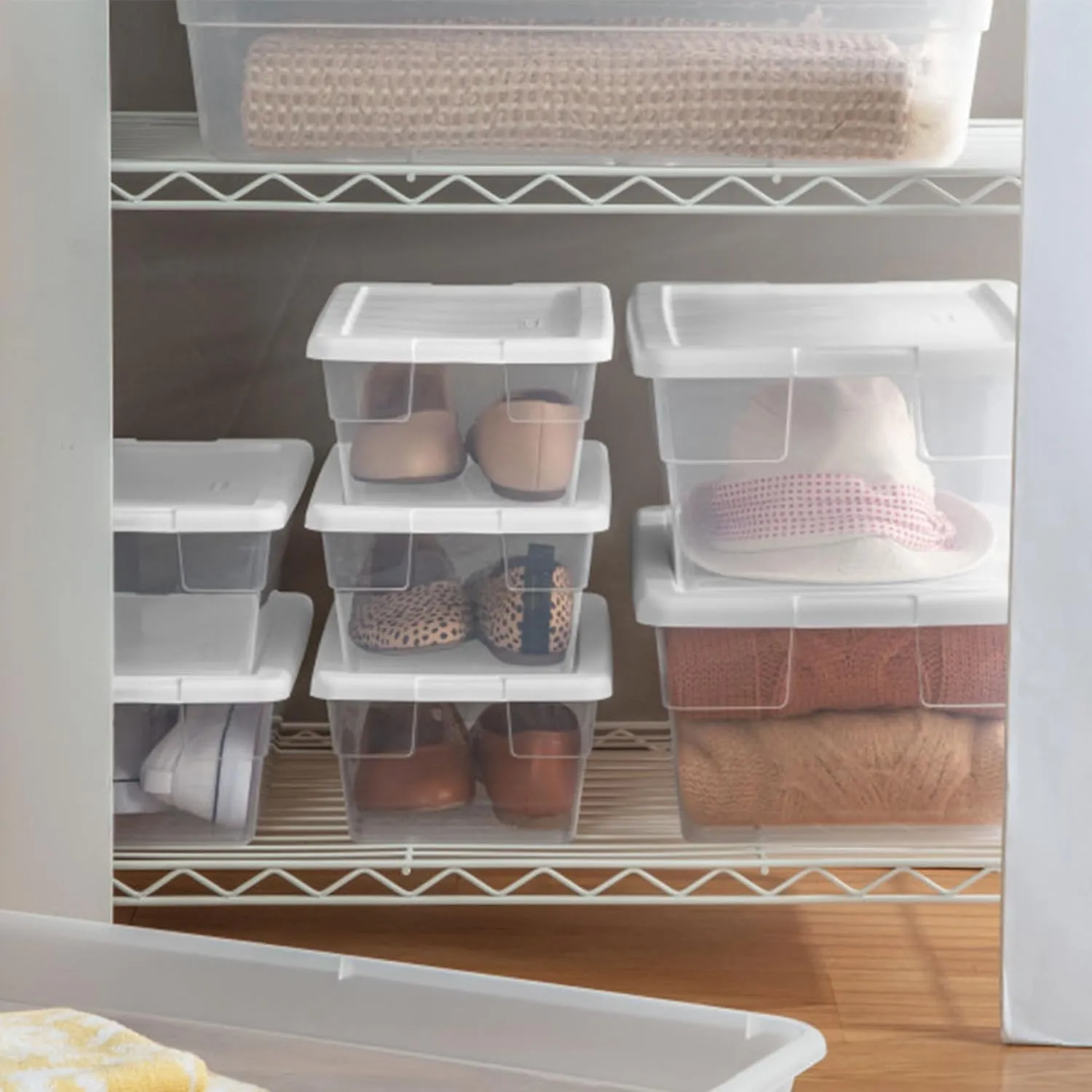 Sterilite 12-Pack 16 Quart Storage Box, Stackable Clear Plastic Bins with Snap-On Lids - Heavy-Duty Organizing Containers for Closet, Bathroom, and Office