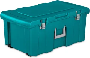Sterilite 2-Pack Footlocker, Lockable Plastic Utility Storage Container Box, Teal - Heavy-Duty Organizing Containers for Home, Garage, Office, and Basement