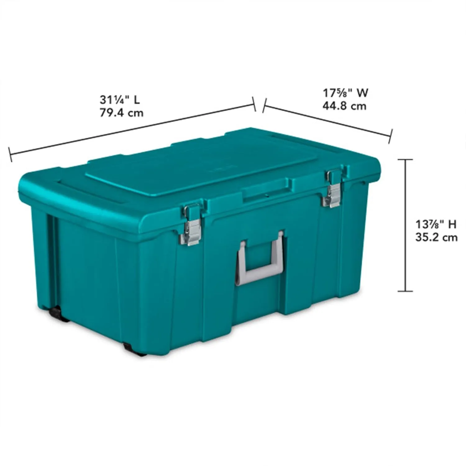 Sterilite 2-Pack Footlocker, Lockable Plastic Utility Storage Container Box, Teal - Heavy-Duty Organizing Containers for Home, Garage, Office, and Basement