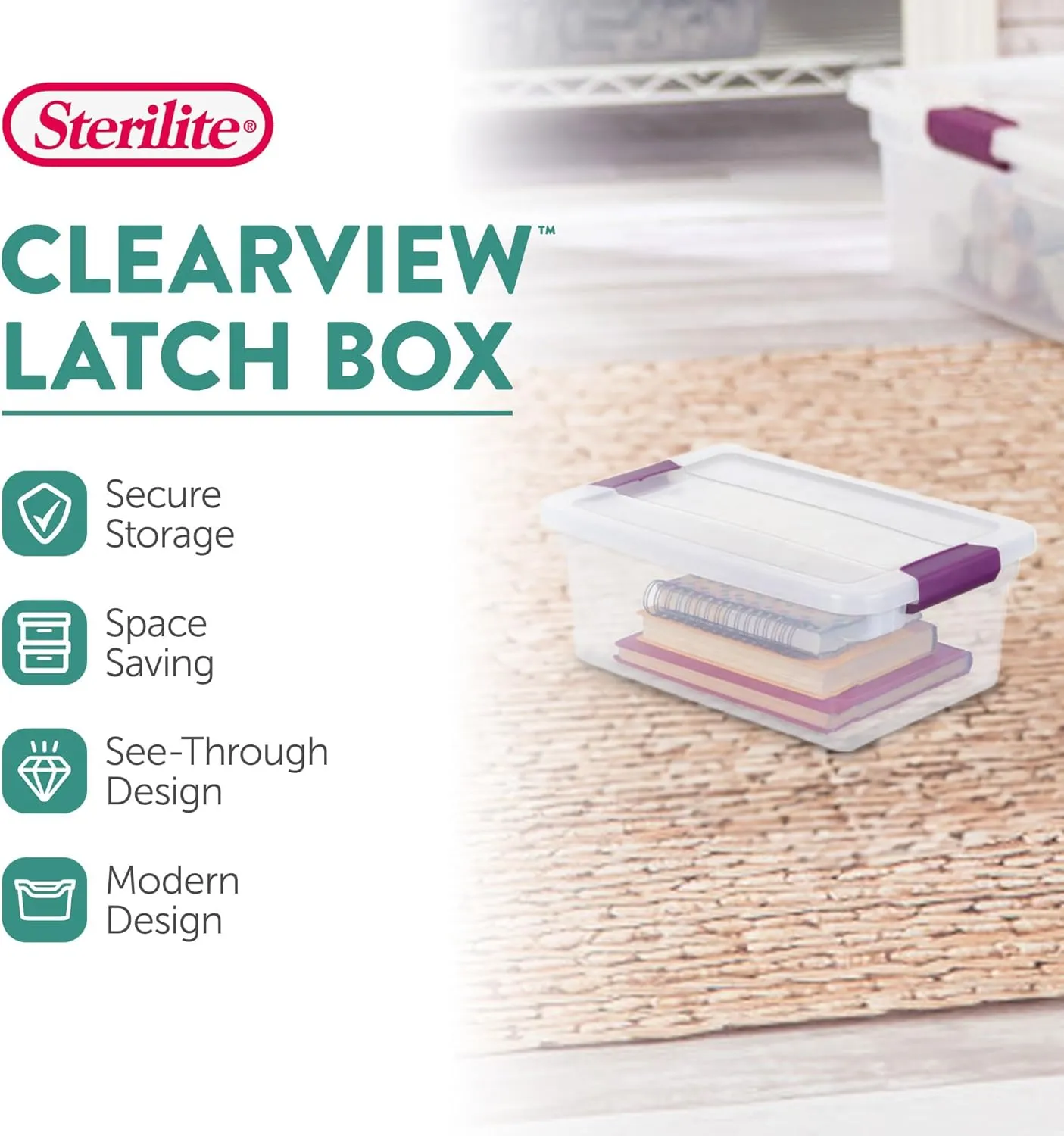 Sterilite 24-Pack ClearView Latch Box, Stackable Storage Organizer Bins for Home, 6 Quart