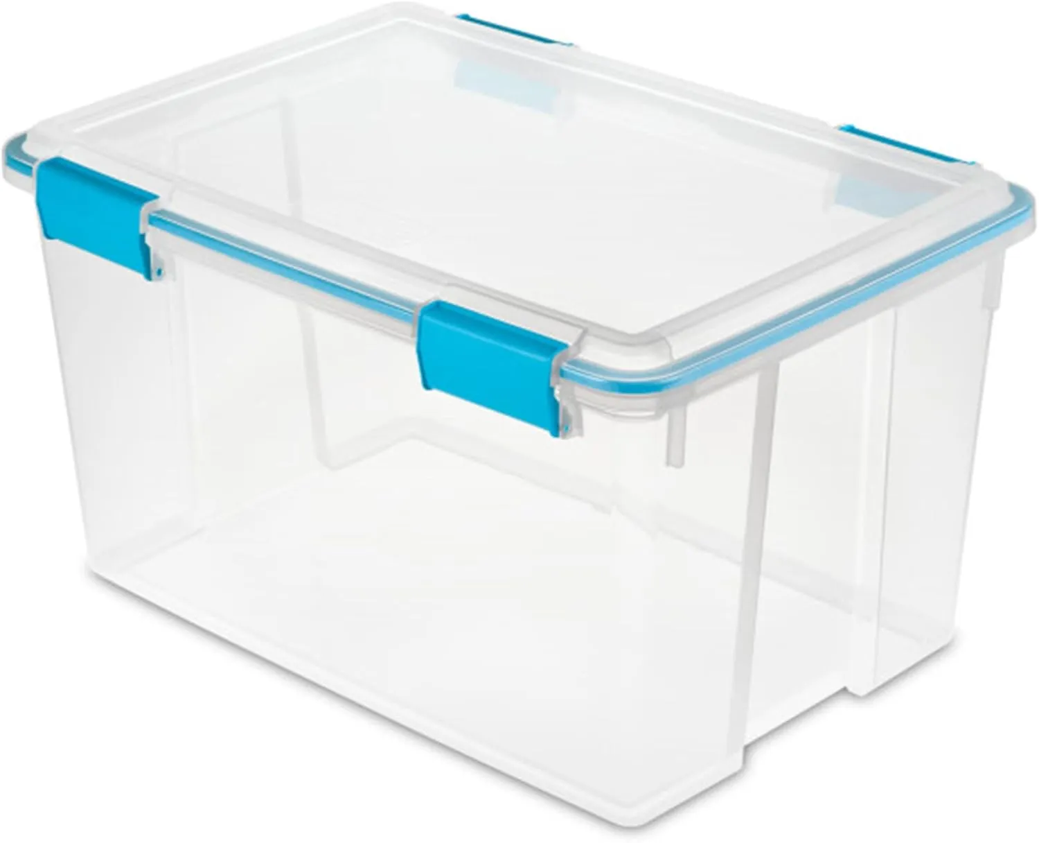 Sterilite 4 Pack Gasket Box, Stackable Storage Bin with Latching Lid, 54 Quart