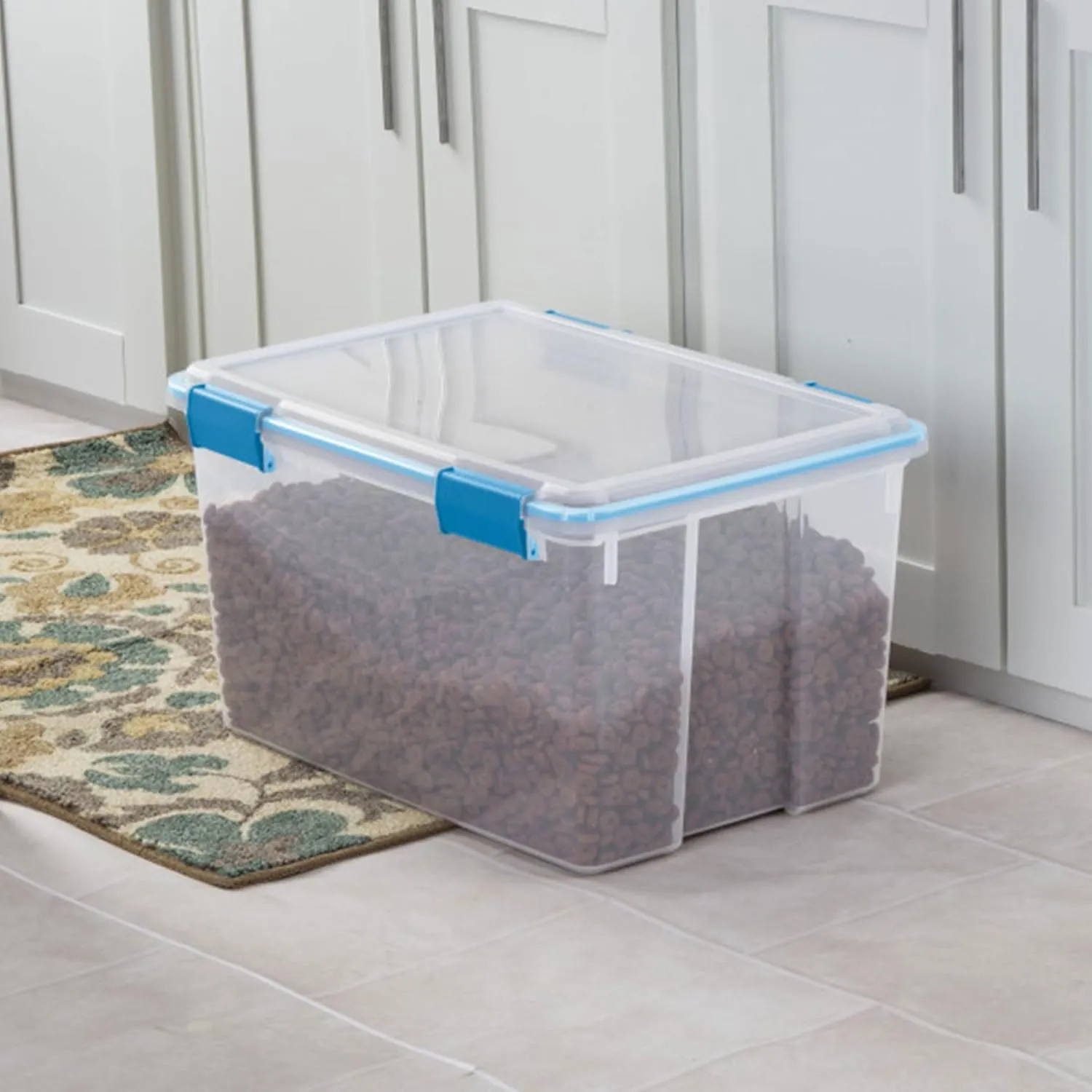Sterilite 4 Pack Gasket Box, Stackable Storage Bin with Latching Lid, 54 Quart