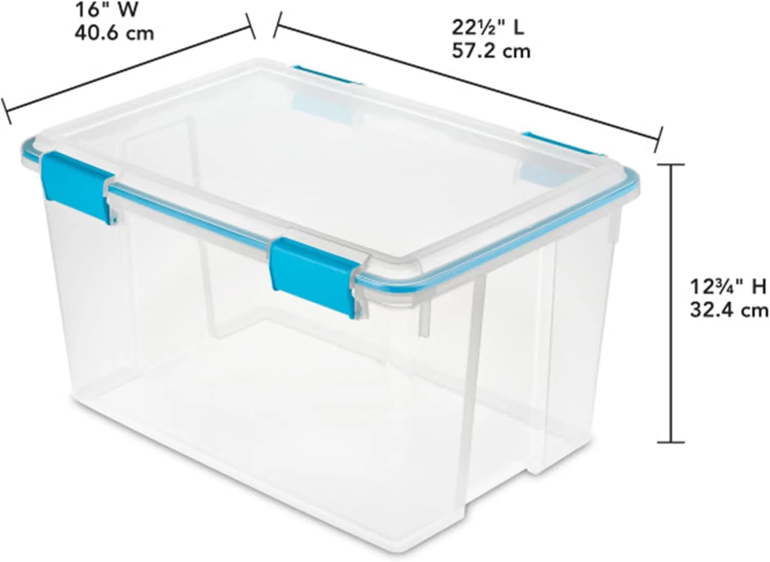 Sterilite 4 Pack Gasket Box, Stackable Storage Bin with Latching Lid, 54 Quart