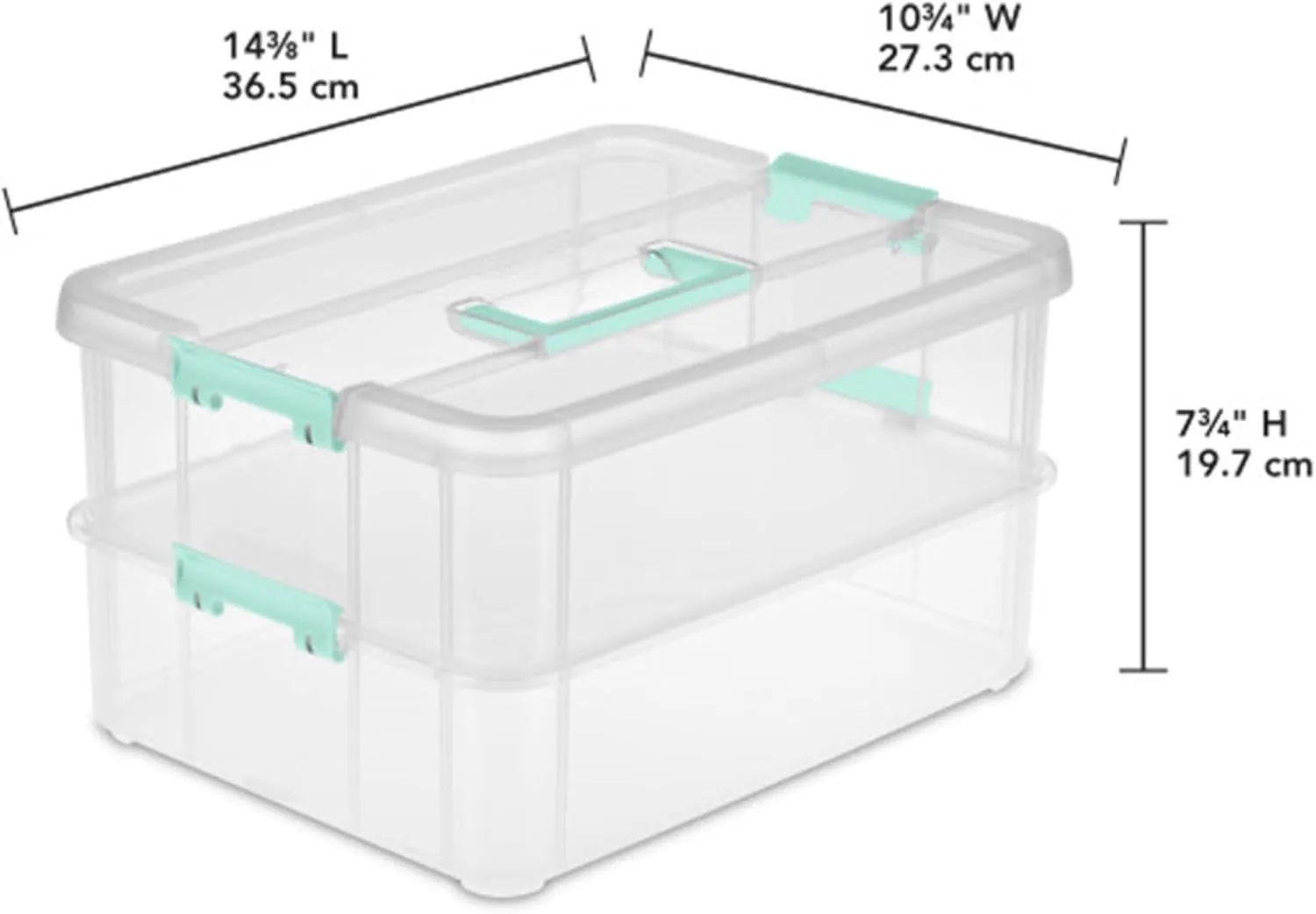 Sterilite 4 Pack Stackable Plastic Storage Bins, 2 Layers, Latching Lids, Stack and Carry, Clear