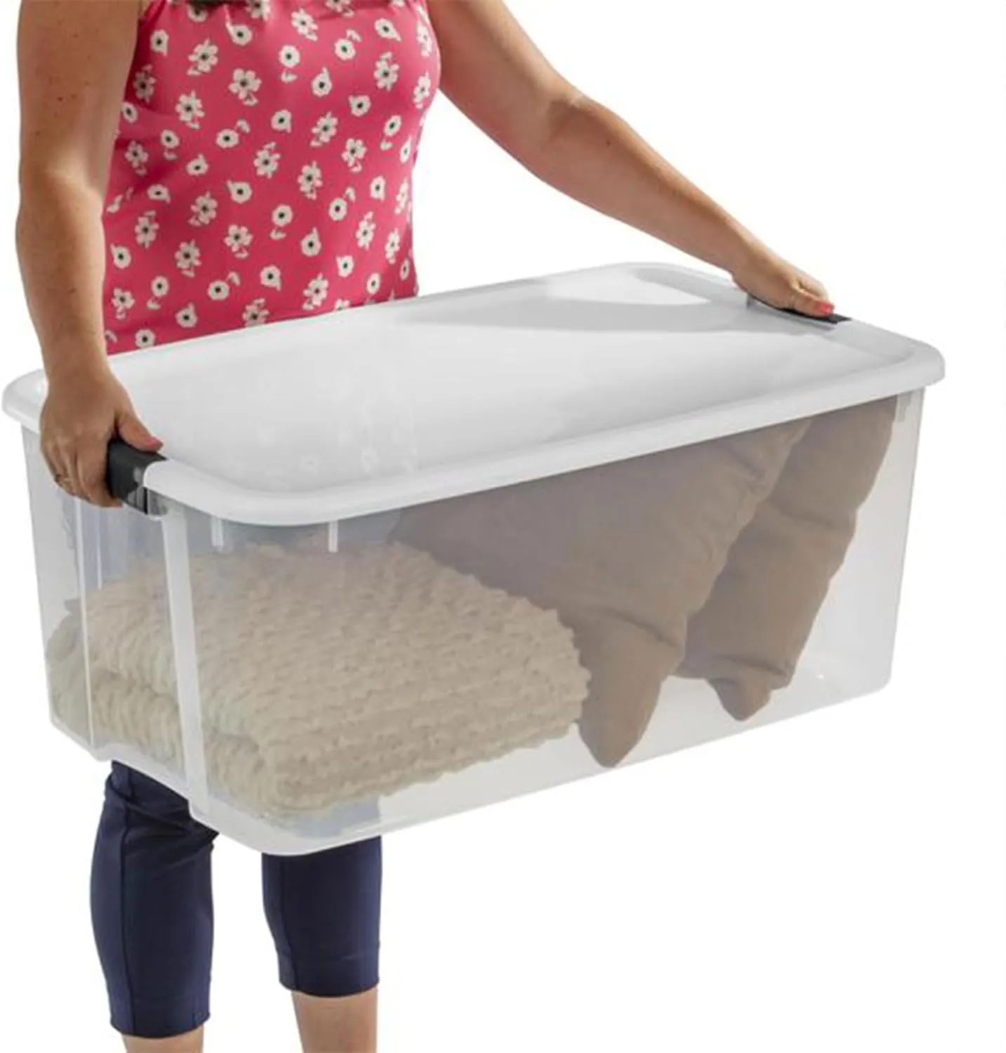 Sterilite 4-Pack Ultra Latching Box, Storage Bins with Lids, Clear Plastic, 116 Quart - Heavy-Duty Organizing Containers for Closet, Bathroom, and Office