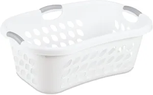 Sterilite 6 Pack Plastic Laundry Basket Hamper, 1.25 Bushel, Ultra HipHold, White