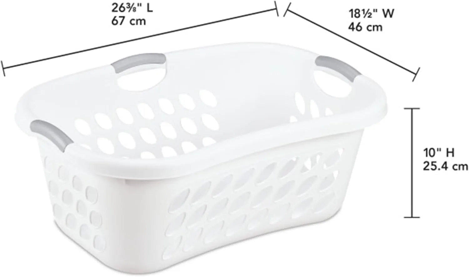 Sterilite 6 Pack Plastic Laundry Basket Hamper, 1.25 Bushel, Ultra HipHold, White