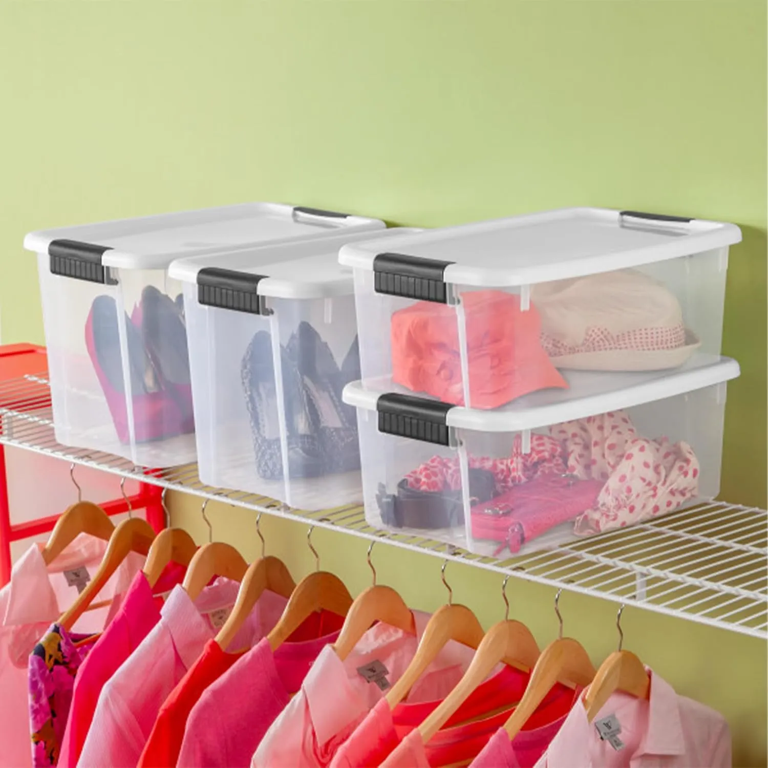 Sterilite 6-Pack Ultra Latching Box, Storage Bins with Lids, Clear Plastic, 18 Quart - Heavy-Duty Organizing Containers for Closet, Bathroom, and Office