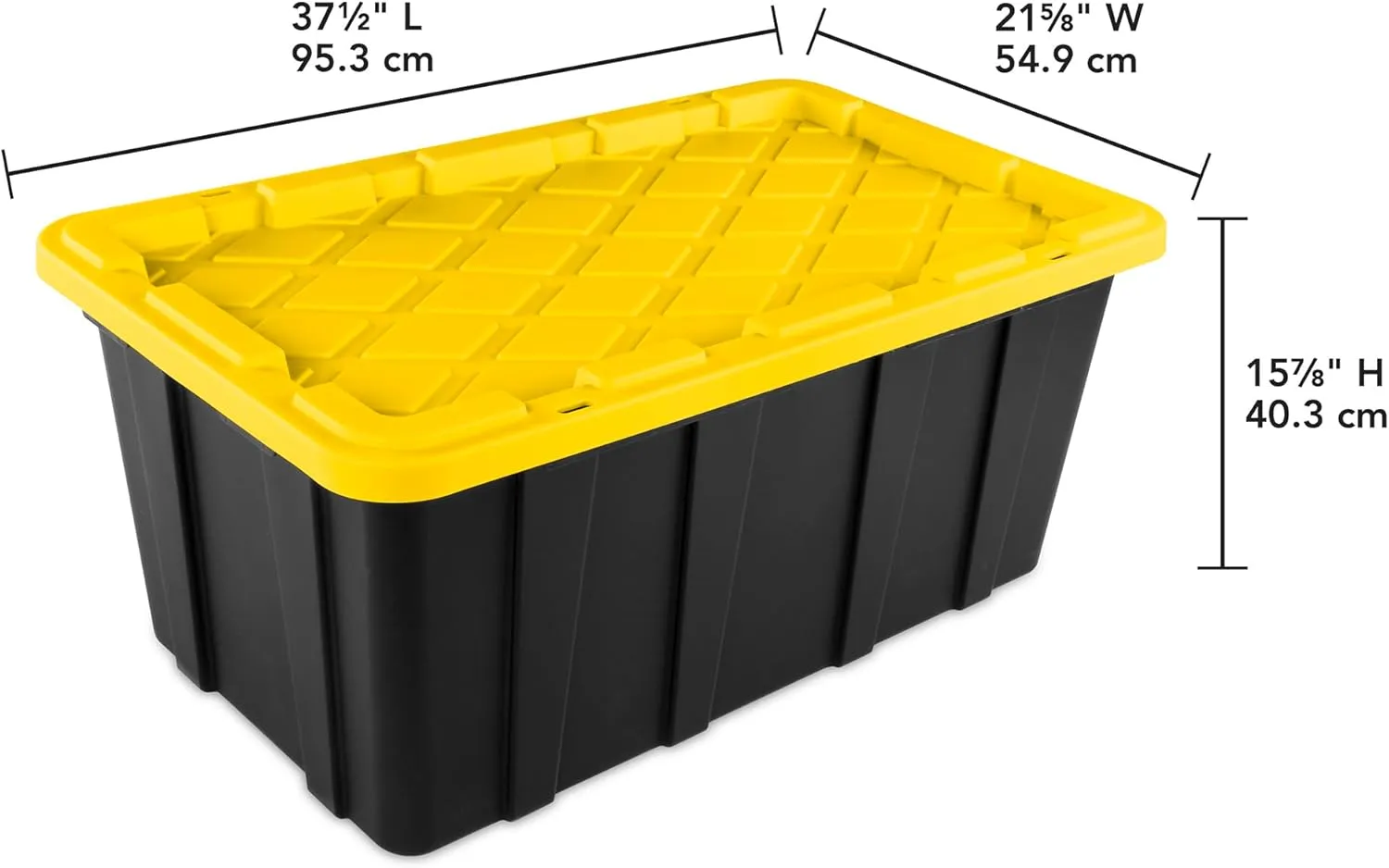 Sterilite 8-Pack Stackable Storage Bins, Heavy Duty Totes w/ Lids, 38 Gallon, Black/Yellow