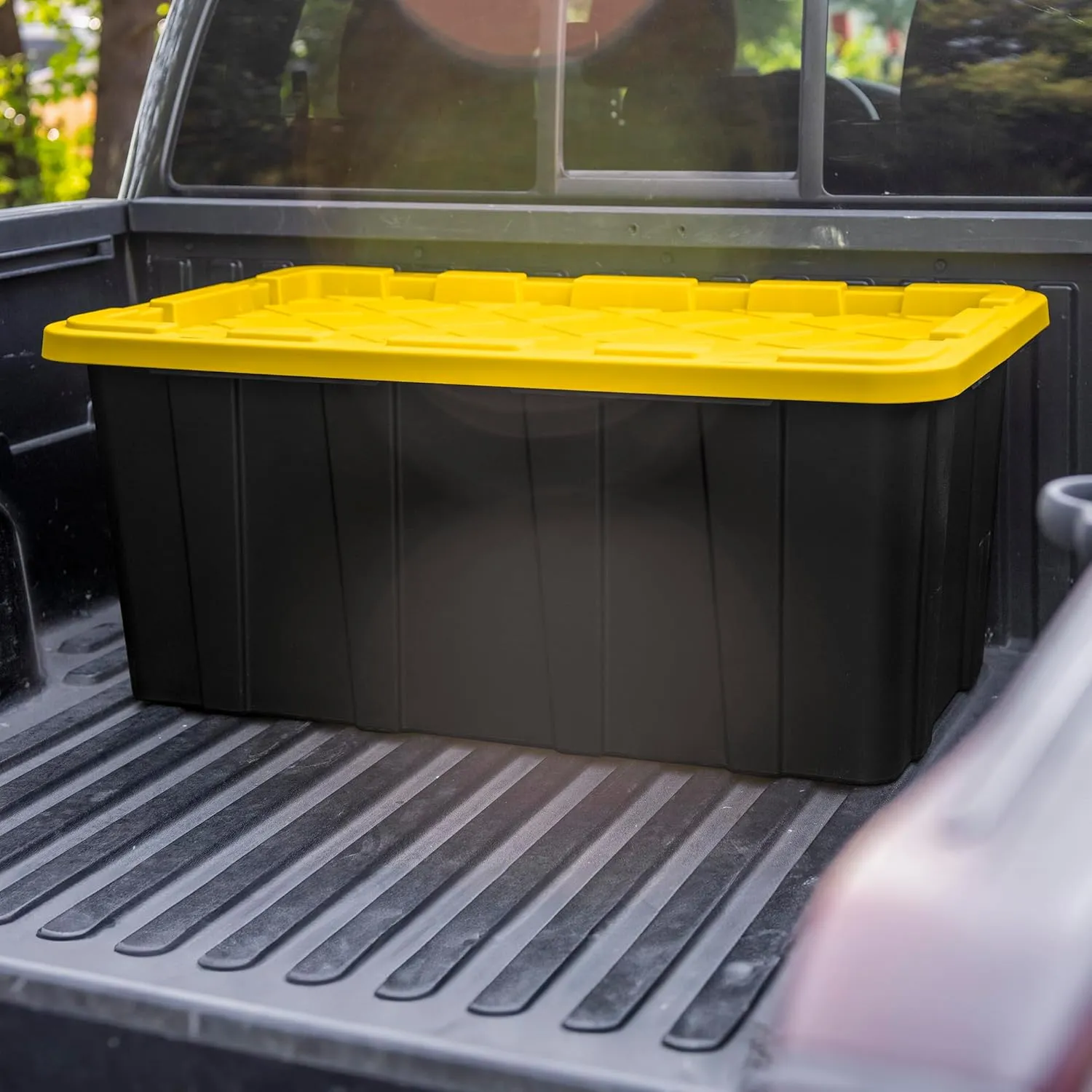 Sterilite 8-Pack Stackable Storage Bins, Heavy Duty Totes w/ Lids, 38 Gallon, Black/Yellow
