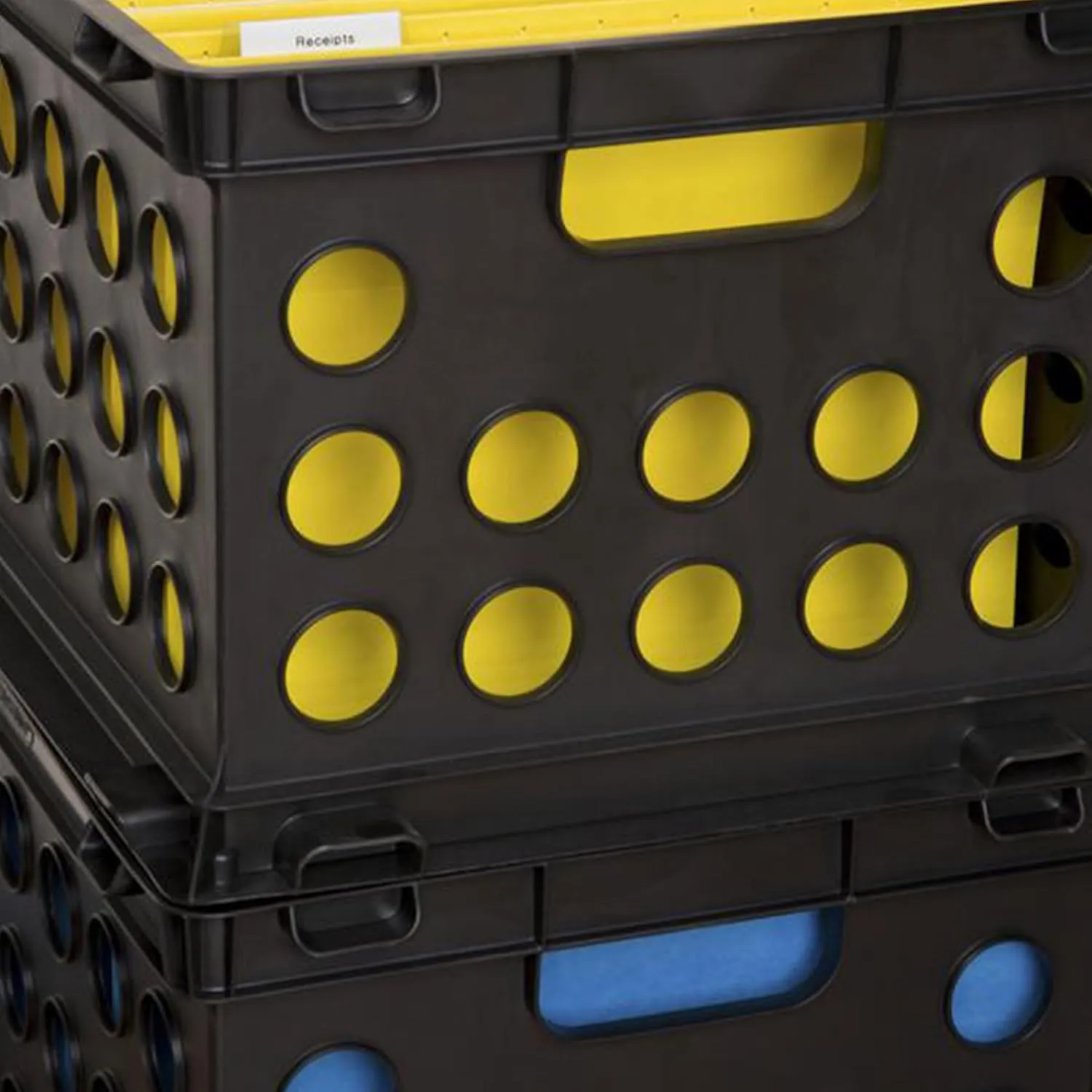 Sterilite File Crate, Stackable Plastic Storage Bin with Handles, Organize Files at Home, Garage, Office, School, Black, 6-Pack