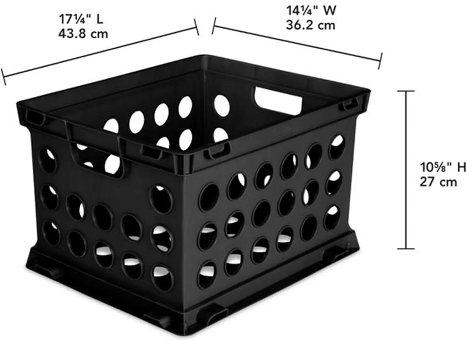 Sterilite File Crate, Stackable Plastic Storage Bin with Handles, Organize Files at Home, Garage, Office, School, Black, 6-Pack