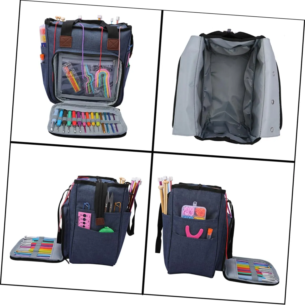 STOBOK Craft Tool Organizer Multi-Compartment Woolen Yarn Storage Bag for Home and Travel Shoulder Bag