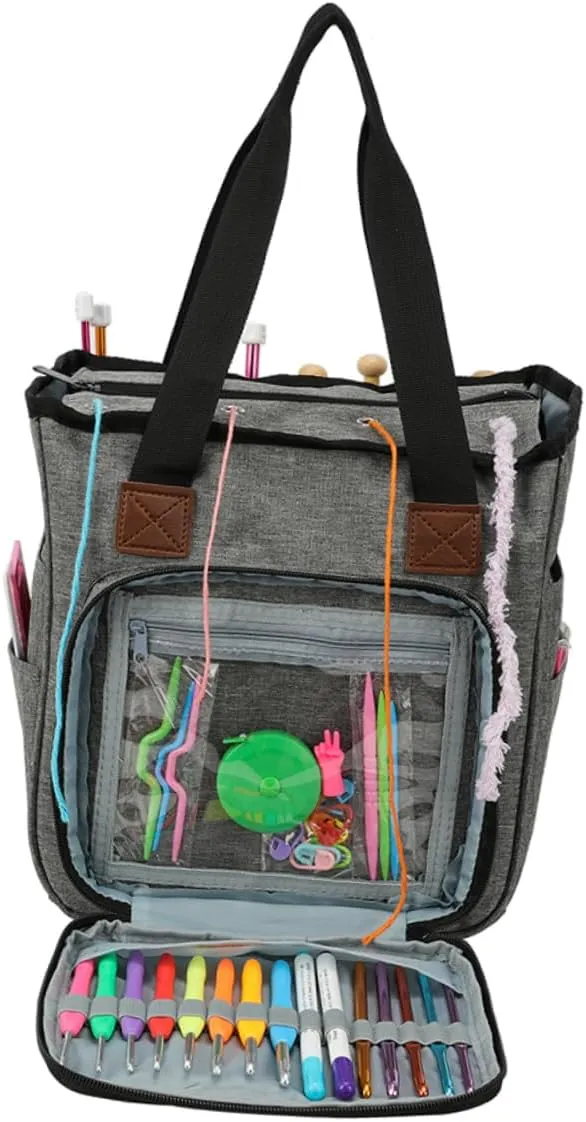 STOBOK Craft Tool Organizer Multi-Compartment Woolen Yarn Storage Bag for Home and Travel Shoulder Bag
