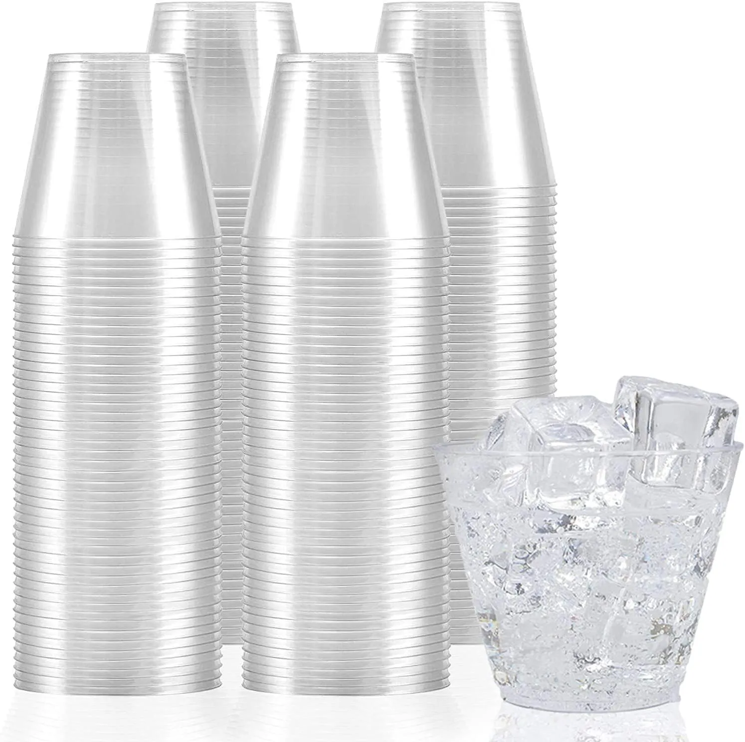 Stock Your Home 9 oz Clear Disposable Plastic Cups (100 Pack) Elegant Tumblers Glasses for Birthday Parties, Weddings, Holidays, Dessert Tumbler, Bulk Drinking Cup for Fruit Punch, Cocktails, Wine