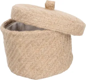 Storage Basket Jute Multi-function Sundries Container Lid Decorative Decor