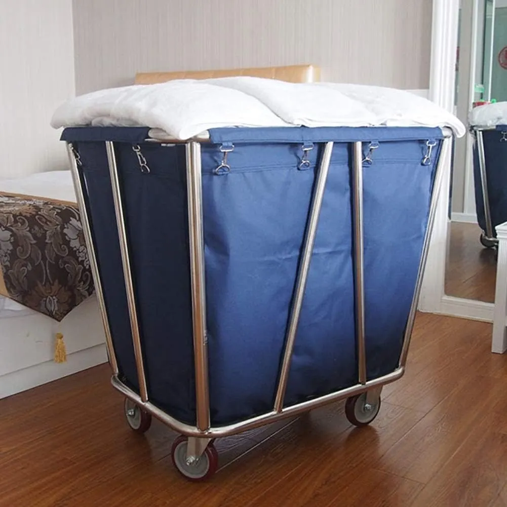 Storage Hand Trucks,Kitchen Movable Trolleys, Commercial Laundry Sorter Cart,Hotel Linen Cart with Handle,Lobby Service Rolling Trolley with Movable Bag/Beige/90 * 65 * 85Cm