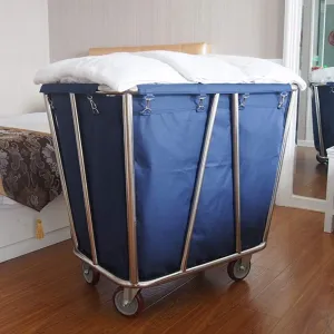 Storage Hand Trucks,Kitchen Movable Trolleys, Commercial Laundry Sorter Cart,Hotel Linen Cart with Handle,Lobby Service Rolling Trolley with Movable Bag/Beige/90 * 65 * 85Cm