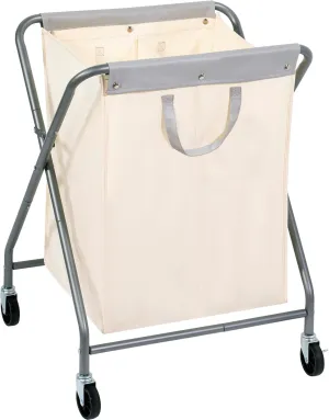 STORAGE MANIAC 125L Laundry Hamper with Wheels, Rolling Laundry Basket, Heavy Duty Laundry Sorter with Removable Bag, Folding X Frame Laundry Organizer Cart for Easy to Store, 2 Section