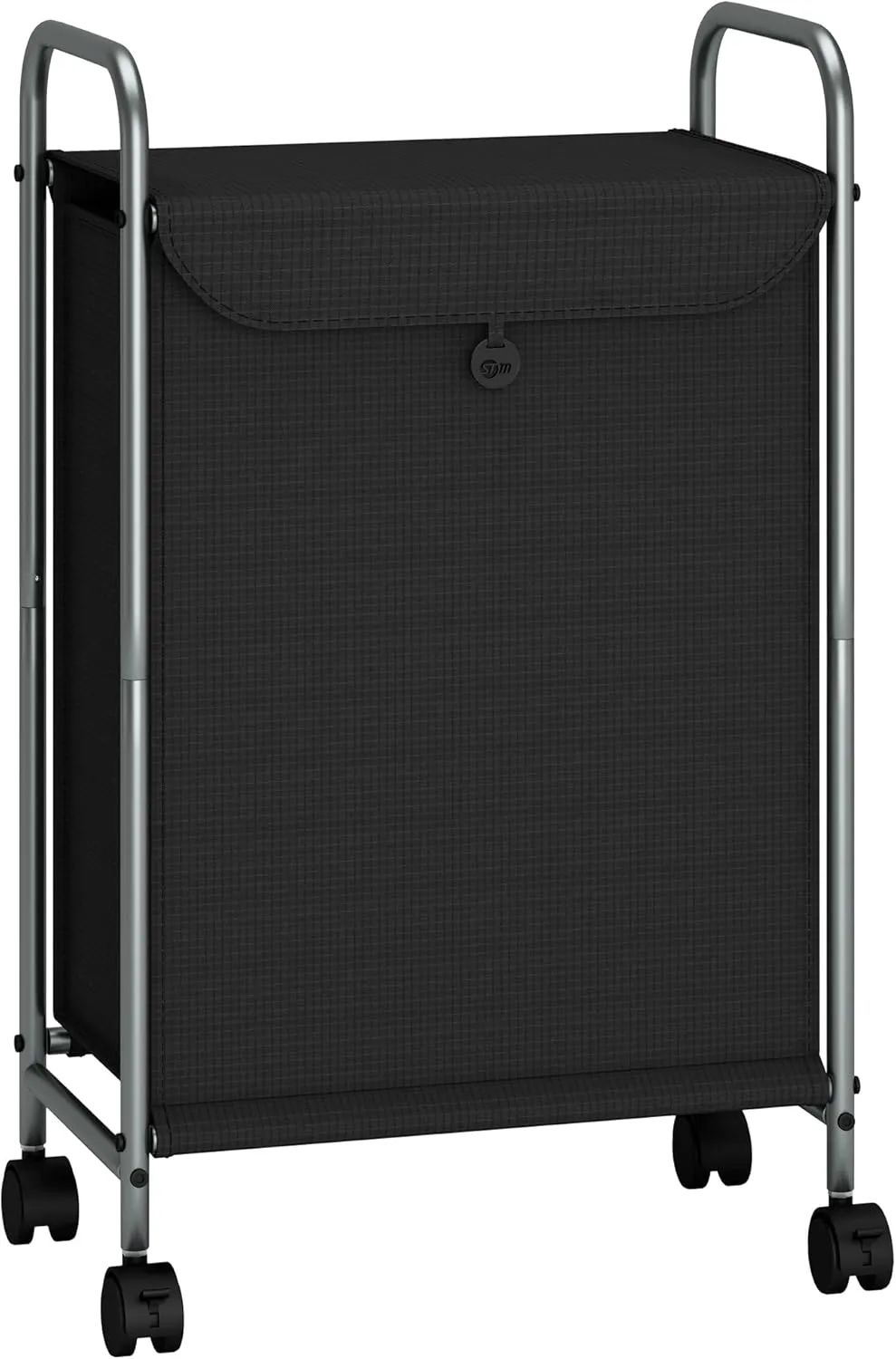 STORAGE MANIAC Rolling Laundry Hamper, Laundry Basket with Lockable Wheels, Double Clothes Sorter Cart, Small Clothes Separator Hamper for Closet, Bathroom, Laundrys Room, 1 Section Black