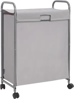 STORAGE MANIAC Rolling Laundry Hamper With Lid, 85 L Sorter With Wheels, 2 Loads Dirty Clothes Basket, Organizer Cart for Small Space, Grey