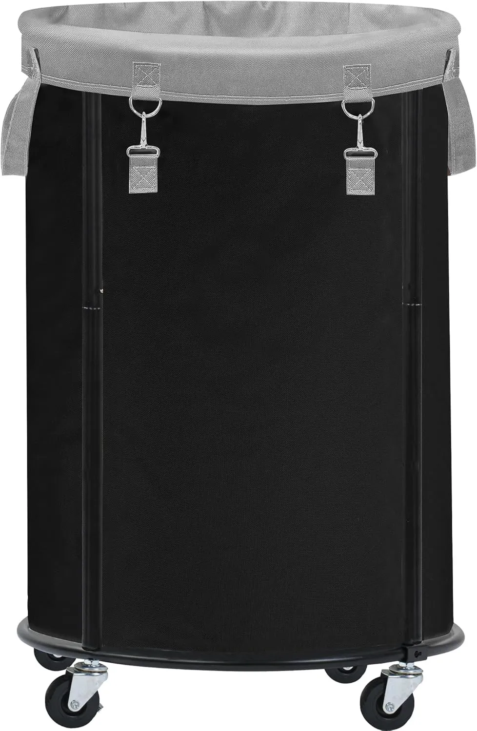 STORAGE MANIAC Rolling Laundry Hamper with Wheels 110L Laundry Basket, Round Laundry Cart with Metal Frame and Removable Bag, Clothes Hamper for Bedroom, Bathroom, Dorm Room, Laundry Room, Black