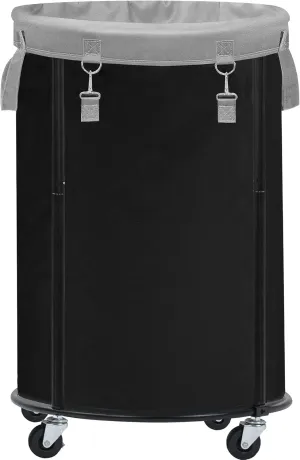 STORAGE MANIAC Rolling Laundry Hamper with Wheels 110L Laundry Basket, Round Laundry Cart with Metal Frame and Removable Bag, Clothes Hamper for Bedroom, Bathroom, Dorm Room, Laundry Room, Black