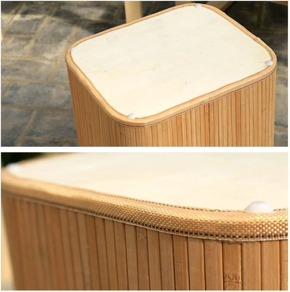 Storage Ottoman Footstool,Bamboo Weaving Footrest Stool Sofa Shoe Change Stool Storage Box Seat-A 12x10x15in