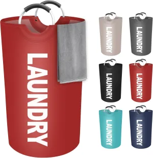 StorageRight 90L Large Laundry Basket, Laundry Hamper, Dirty Clothes Hamper for Laundry, Collapsible, Waterproof Laundry Baskets with Foam Protected Aluminum Handles for Laundry, Dorm, Family (Red)