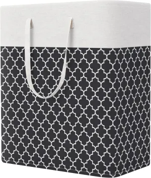 StorageRight Laundry Basket Hamper Large Collapsible Laundry Hamper with Easy Carry Handles，Freestanding Clothes Hampers for Laundry, Bedroom, Dorm, Clothes, Towels, 100L, Clover Black