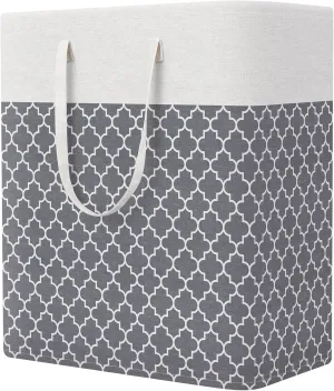 StorageRight Laundry Basket Hamper Large Collapsible Laundry Hamper with Easy Carry Handles，Freestanding Clothes Hampers for Laundry, Bedroom, Dorm, Clothes, Towels, 100L, Clover Grey