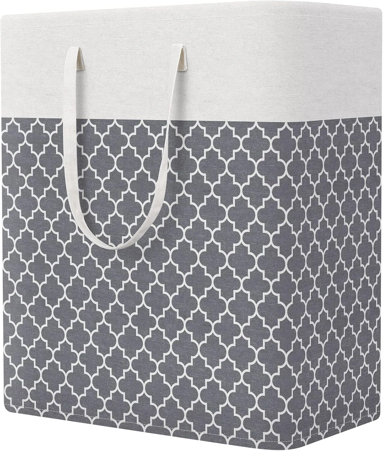 StorageRight Laundry Basket Hamper Large Collapsible Laundry Hamper with Easy Carry Handles，Freestanding Clothes Hampers for Laundry, Bedroom, Dorm, Clothes, Towels, 100L, Clover Grey
