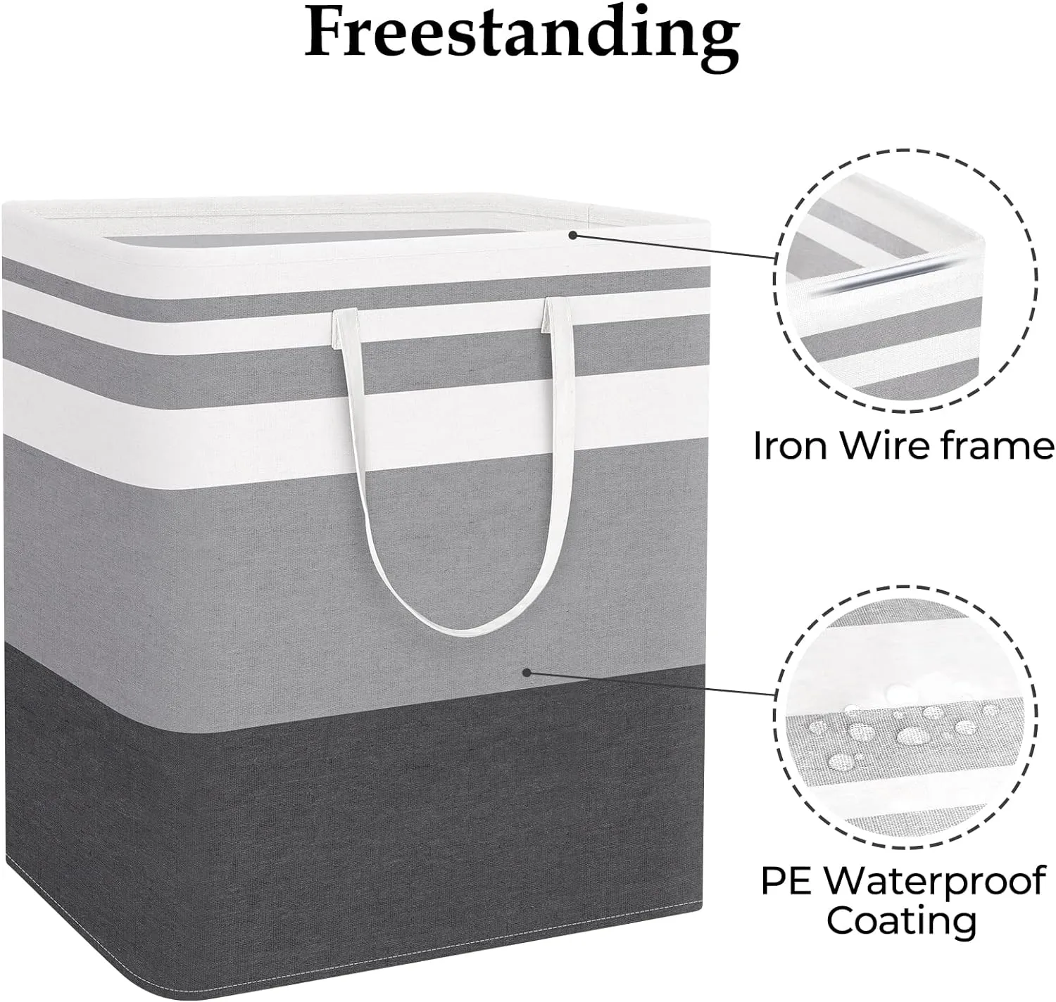 StorageRight Laundry Basket Hamper Large Collapsible Laundry Hamper with Easy Carry Handles，Freestanding Clothes Hampers for Laundry, Bedroom, Dorm, Clothes, Towels, 100L, Gradient Grey
