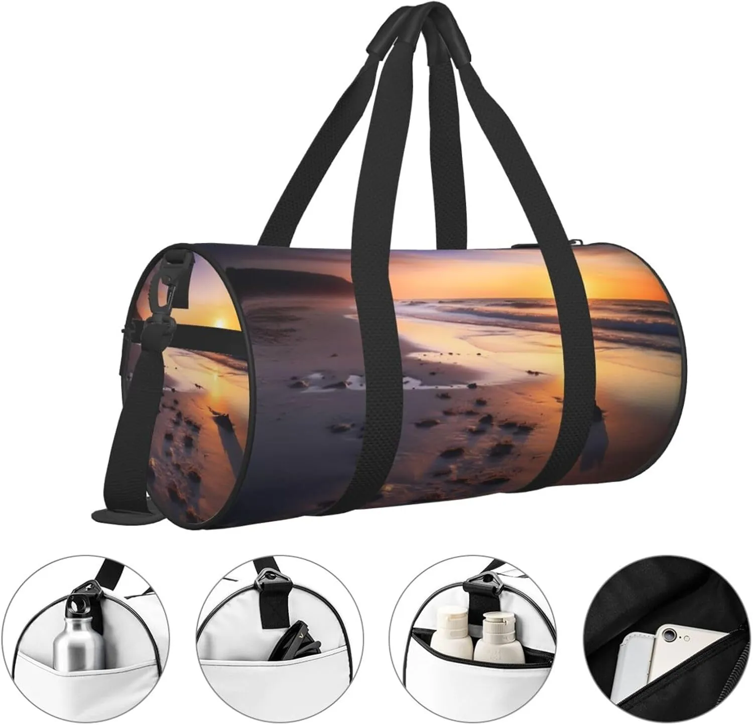 Sun Rise On The Beach Travel Duffle Bag for Men Women Sport Gym Bag Foldable Weekender Bag Carry on Overnight Bag for Travel Swimming Basketball