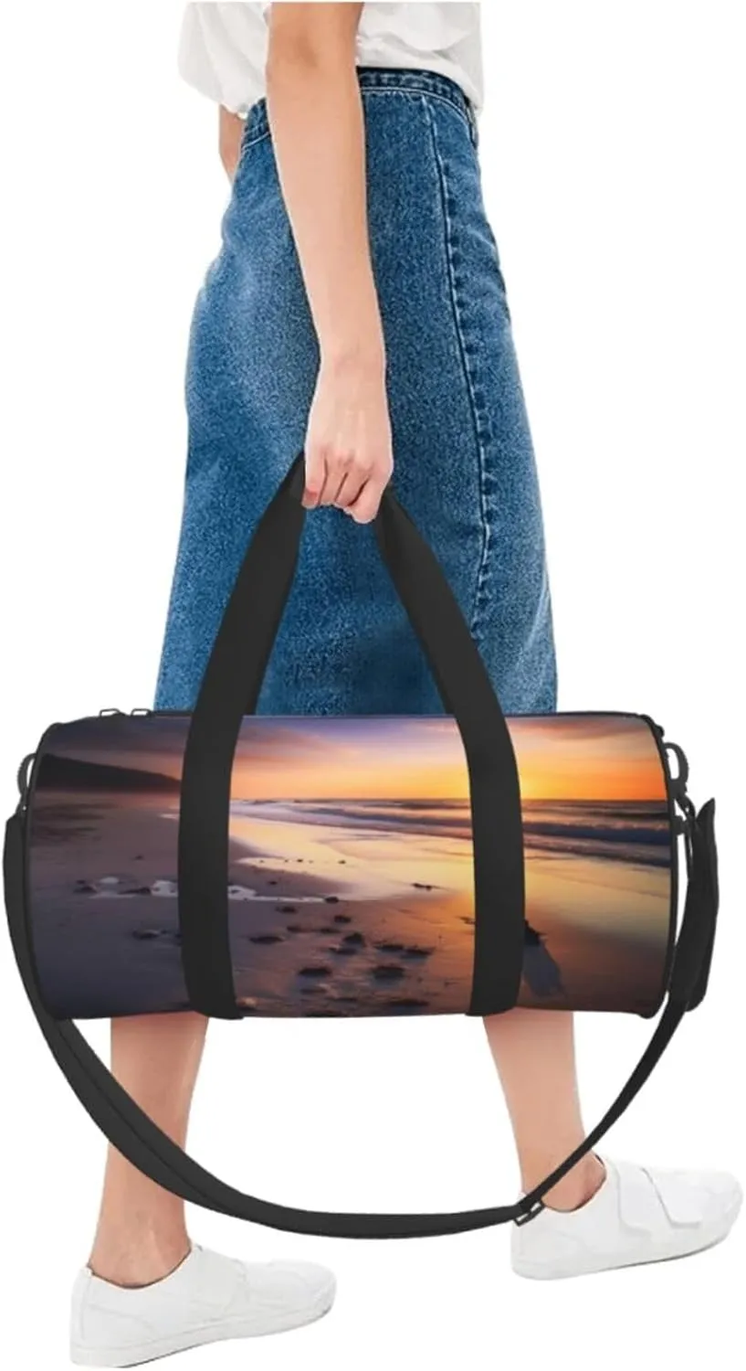 Sun Rise On The Beach Travel Duffle Bag for Men Women Sport Gym Bag Foldable Weekender Bag Carry on Overnight Bag for Travel Swimming Basketball