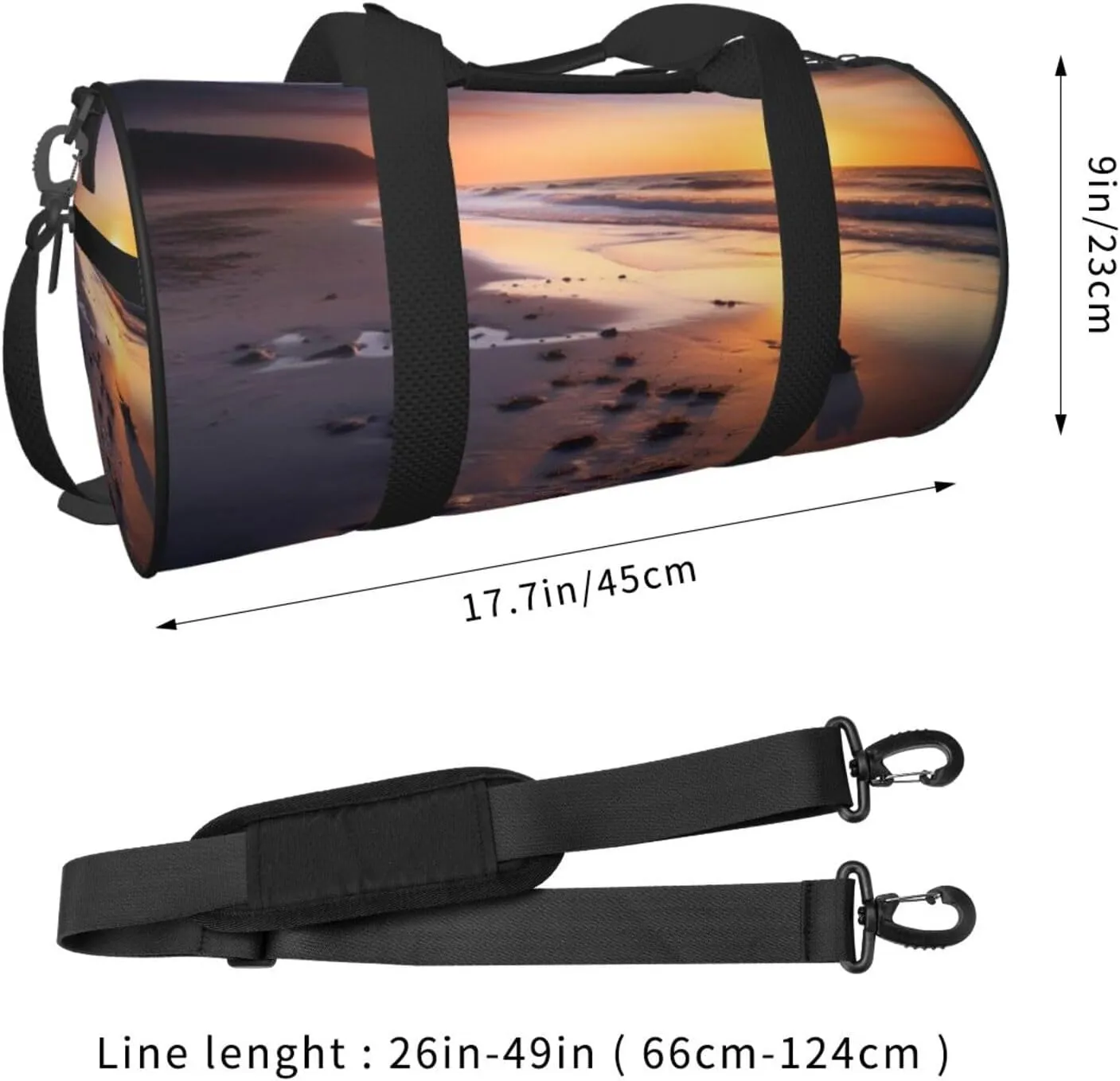 Sun Rise On The Beach Travel Duffle Bag for Men Women Sport Gym Bag Foldable Weekender Bag Carry on Overnight Bag for Travel Swimming Basketball