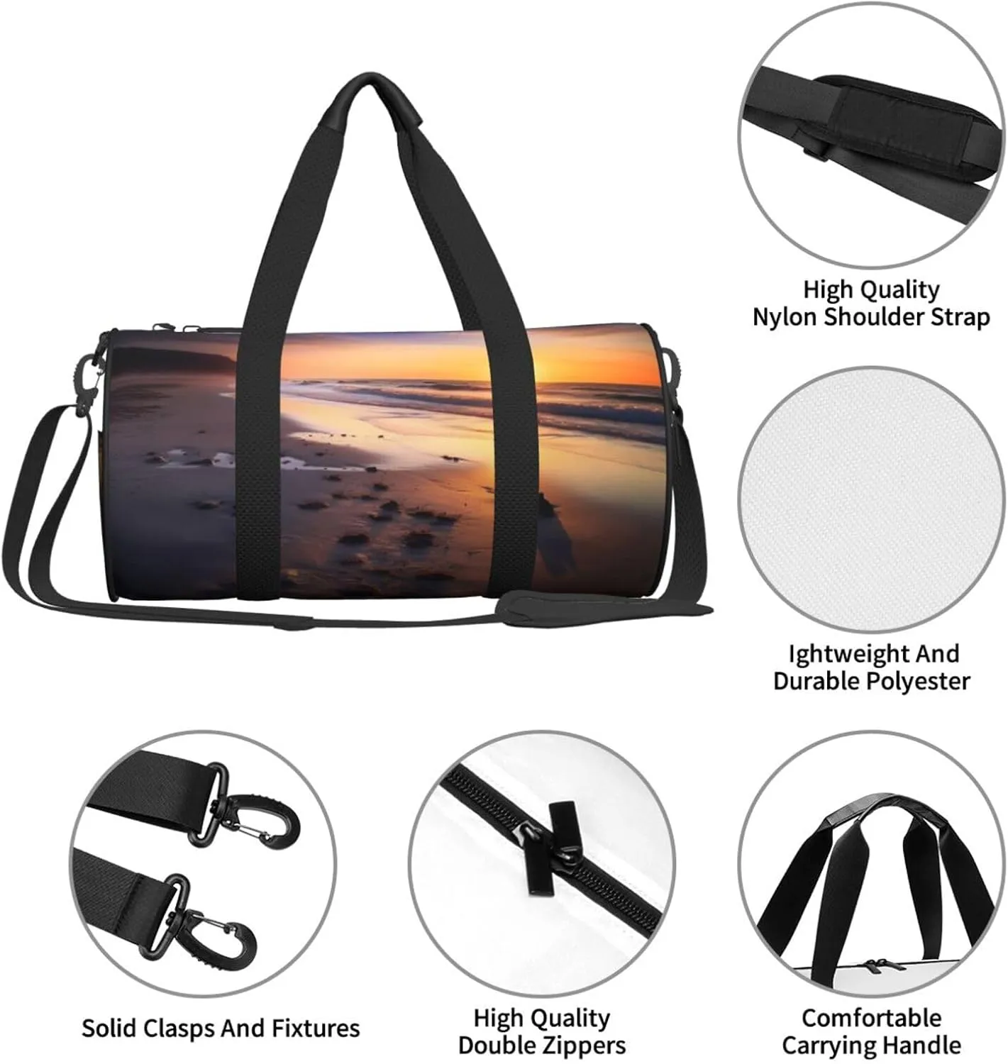 Sun Rise On The Beach Travel Duffle Bag for Men Women Sport Gym Bag Foldable Weekender Bag Carry on Overnight Bag for Travel Swimming Basketball