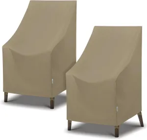 SunPatio Outdoor High Back Chair Covers, Heavy Duty Waterproof Stackable Patio Furniture Covers, All Weather Protection, 2 Pack -27" W x 30" D x 42" H, Taupe