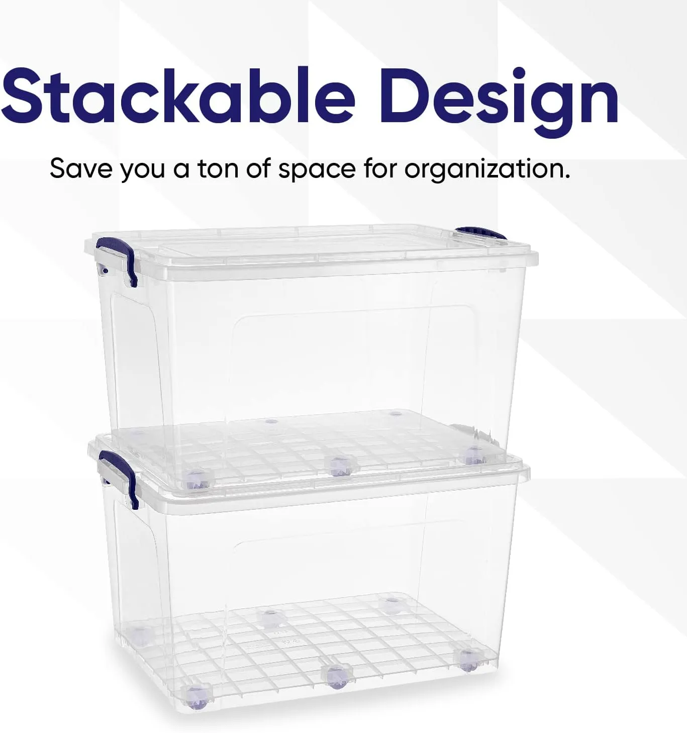 Superio 44 Qt Clear Plastic Storage Bin with Lid and Wheels, Non-Toxic, BPA Free, Odor Free, Organizer Storage Box, Stackable Plastic Tote for Home, Garage, Closet