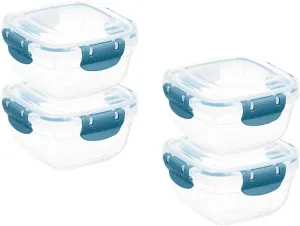 Superio Plastic Food Storage Containers with Airtight Lids, 4 Pack- 16 Oz, BPA Free, Leakproof, Stackable, Microwave, Dishwasher, Freezer Safe, Blue