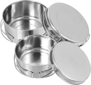SUPVOX Stainless Steel Camping Cookware Lightweight Stackable Cooking Pots and Pans for Outdoor Cooking Picnics