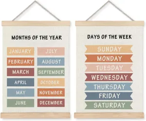 Supwhd Days of the Week Posters for Classroom, Days of the Week Learning Posters Wall Decor for Nursery Kids Room Playroom Classroom Preschool, Days of the Week Poster Hanger Frame, 16x24 Inches