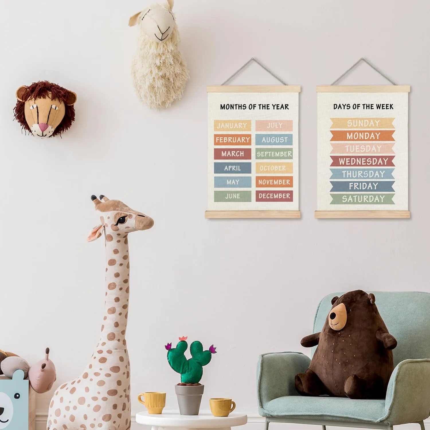 Supwhd Days of the Week Posters for Classroom, Days of the Week Learning Posters Wall Decor for Nursery Kids Room Playroom Classroom Preschool, Days of the Week Poster Hanger Frame, 16x24 Inches