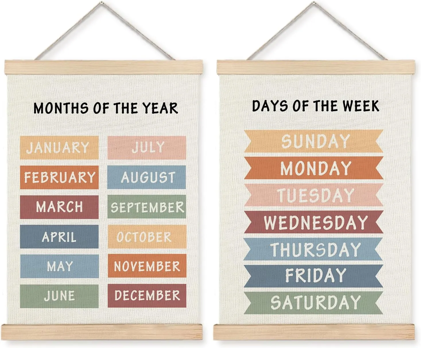 Supwhd Days of the Week Posters for Classroom, Days of the Week Learning Posters Wall Decor for Nursery Kids Room Playroom Classroom Preschool, Days of the Week Poster Hanger Frame, 16x24 Inches