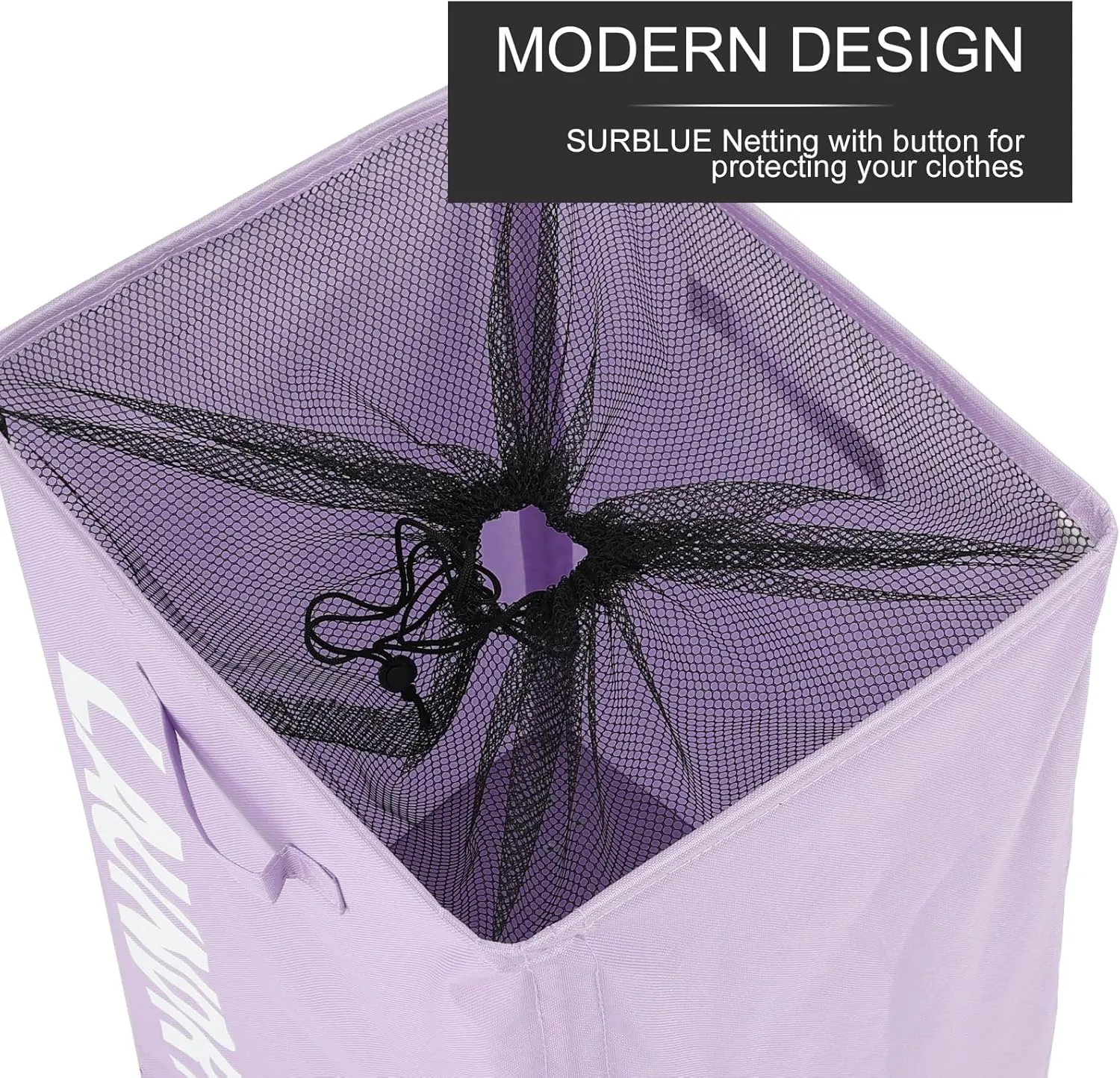 Surblue Slim Laundry Basket with Wheels Collapsible Laundry Hamper with Handle Home Corner Storage Bins Foldable Waterproof Rolling Dirty Clothes Hamper, Purple, XL